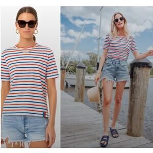 Kule The Modern White True Poppy Women's Striped T-Shirt